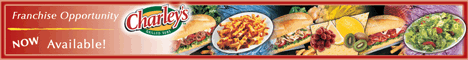 Restaurant Franchise, Food Franchise, Sub Franchise, Charleys Grilled Subs.  Charleys popular menu features freshly grilled Steak and Chicken Subs, fresh-cut fries and old-fashioned fresh squeezed lemonade. All orders are made-to-order fresh, right in front of each guest. Charleys open kitchen environment, simple operating systems, and focus on freshly prepared products consistently propel us to the top sales categories in our shopping mall food courts, airports and convention center locations.